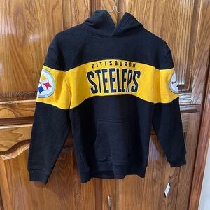 NFL Youth Size 10-12 Pittsburgh‎ Steelers Black and Gold Hoodie NEW Boy/Girl
